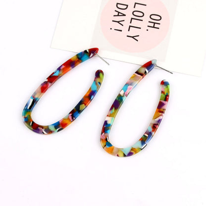 Acetate sheet U-shaped leopard print earrings