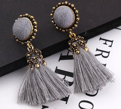 Fan-shaped fringed earrings for women
