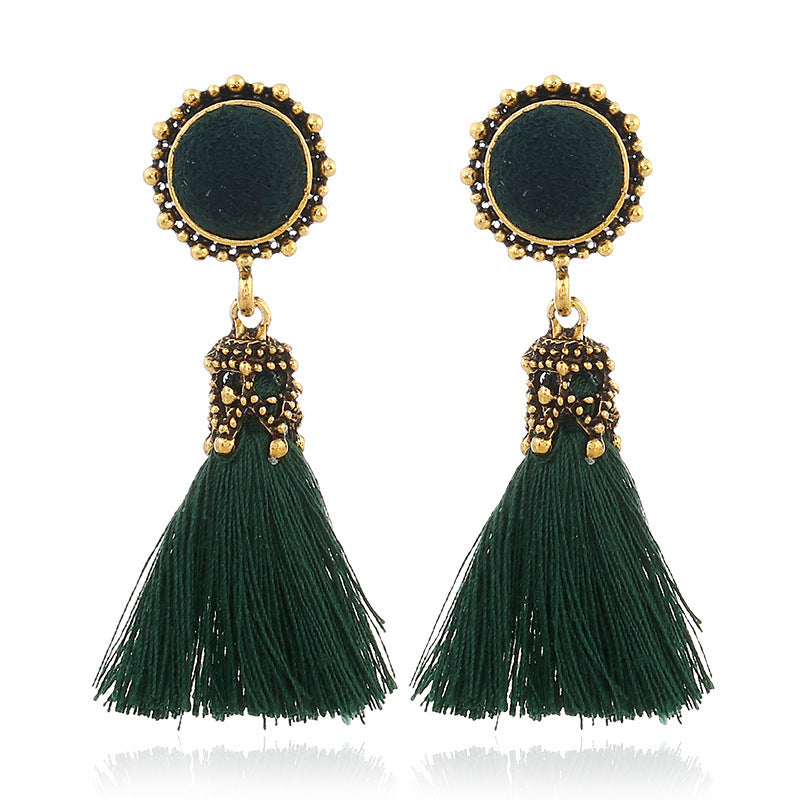 Fan-shaped fringed earrings for women