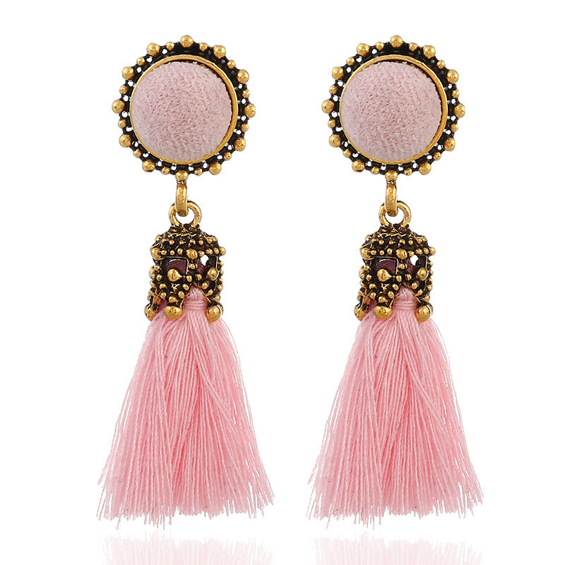 Fan-shaped fringed earrings for women