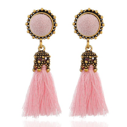 Fan-shaped fringed earrings for women