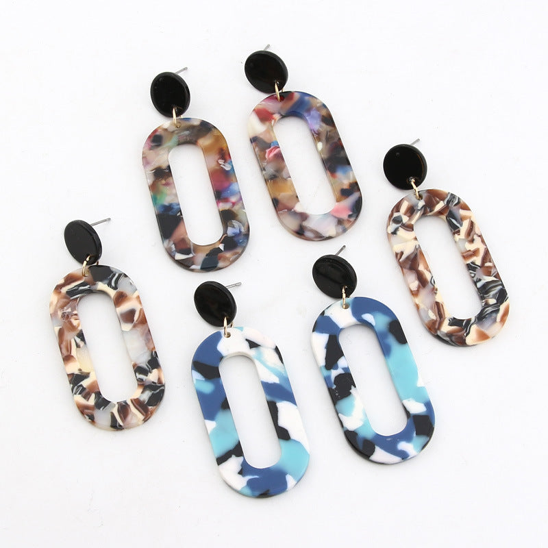 Big brand acetate plate earrings personality