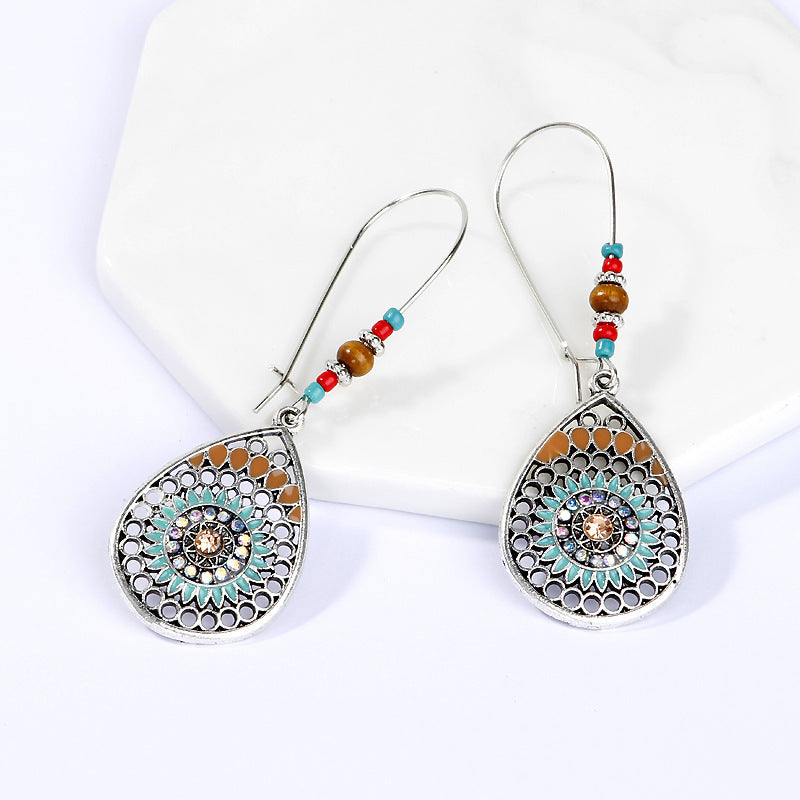 Alloy drip flower earrings ear hooks