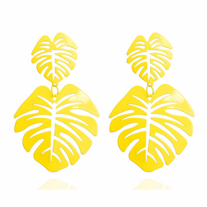 Double leaf large earrings