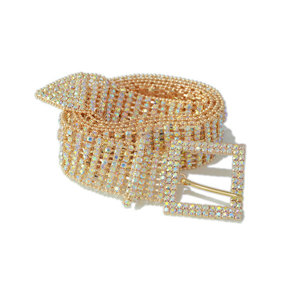 Eight rows of inlaid crystal diamond belt waist chain