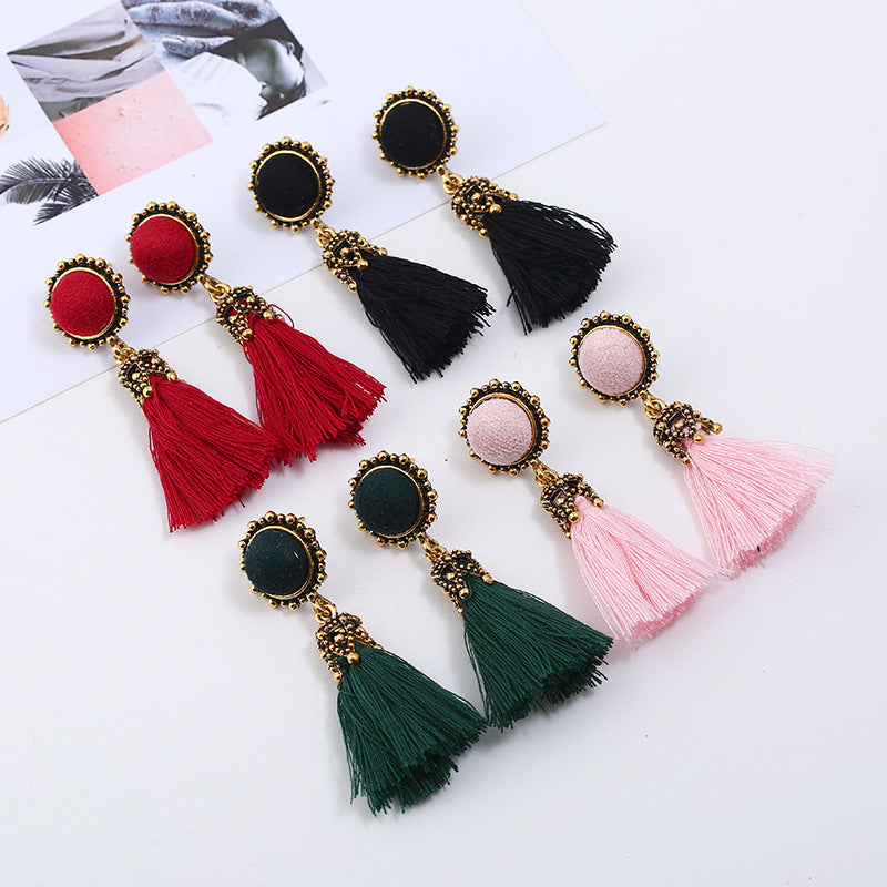 Fan-shaped fringed earrings for women