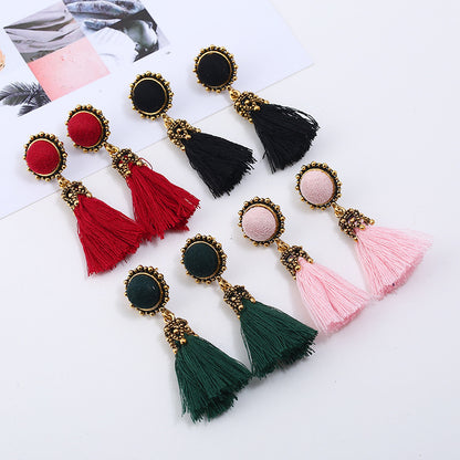 Fan-shaped fringed earrings for women