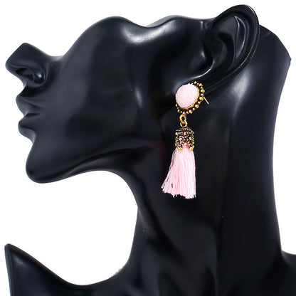 Fan-shaped fringed earrings for women