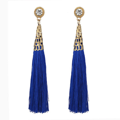 Handmade cotton lint rope long fringed earrings for women