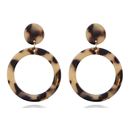 Exaggerated geometric acrylic leopard print earrings