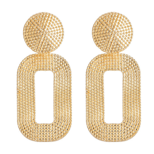 Geometric stud earrings with oval texture
