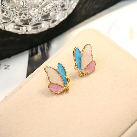 Pendientes de mariposa con temperamento de aguja de plata S925 nuevos 