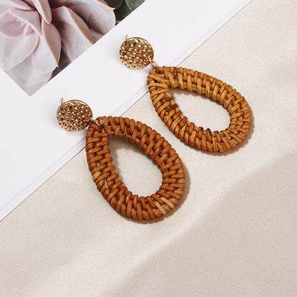 Water drop pendant earrings wooden