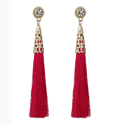 Handmade cotton lint rope long fringed earrings for women