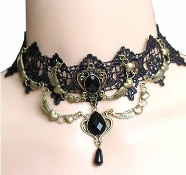 European and American black lace necklace