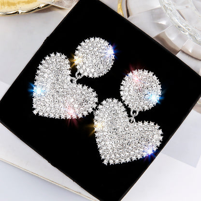 Pendientes de botón con forma de corazón de melocotón para mujer 