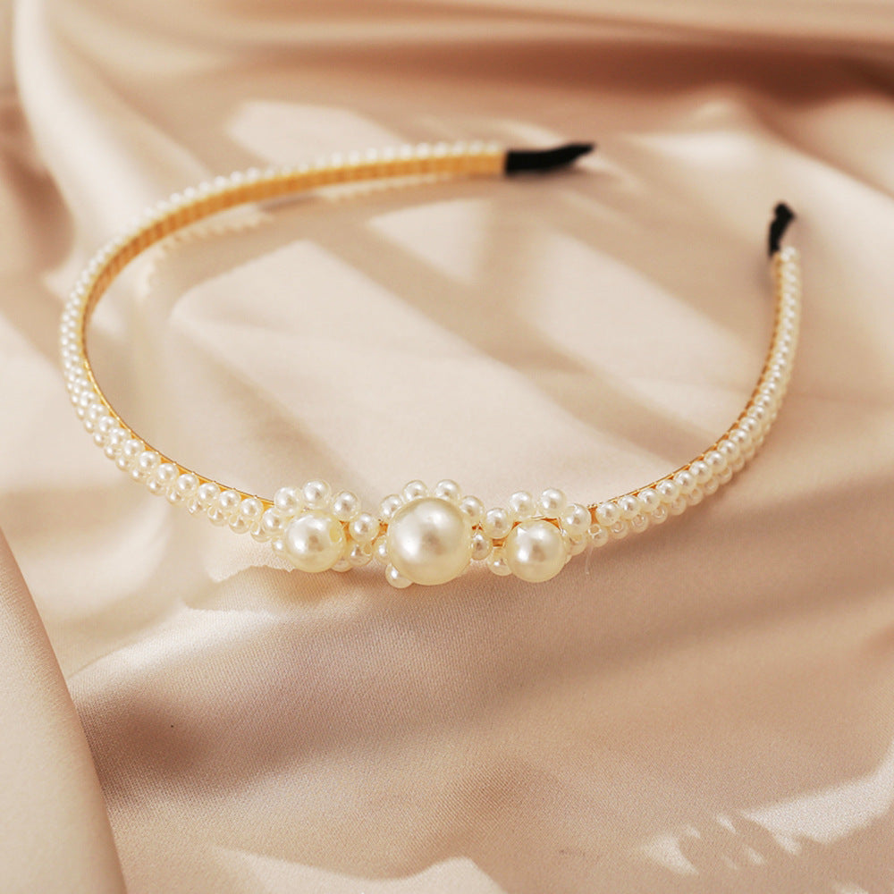 Diadema retro de perlas para mujer 