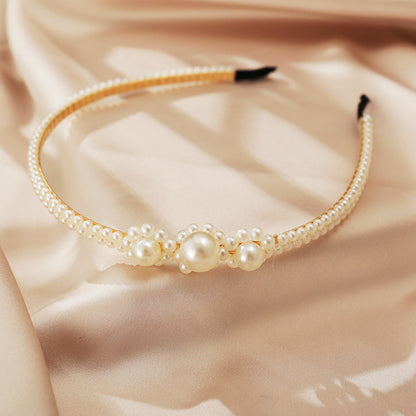 Diadema retro de perlas para mujer 