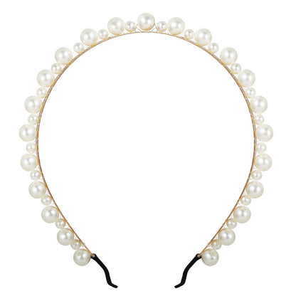 Diadema retro de perlas para mujer 