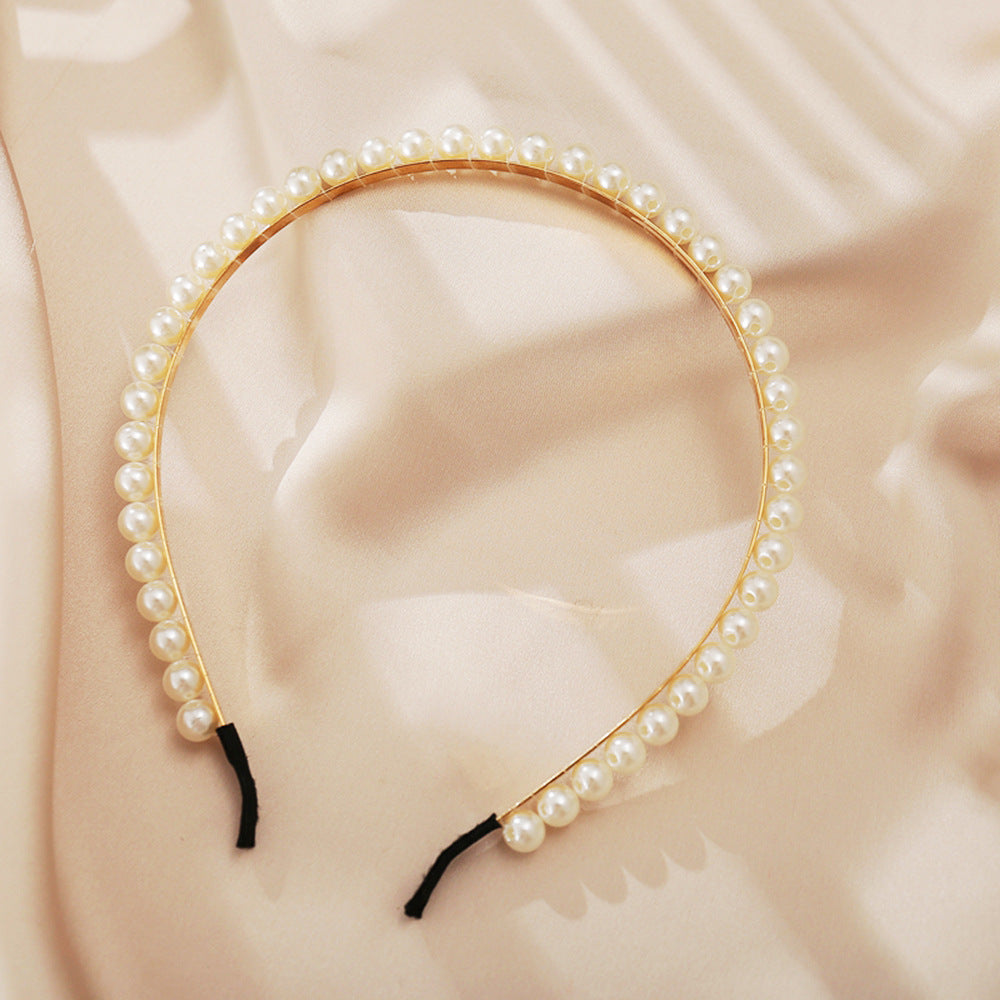Diadema retro de perlas para mujer 