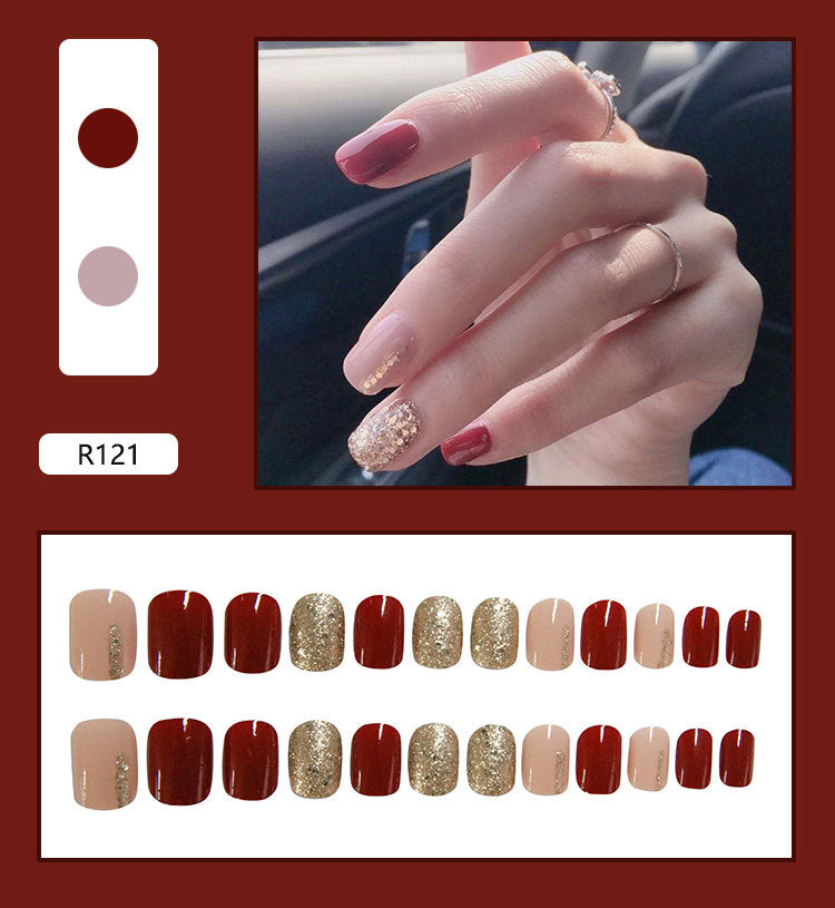 Pegatinas para decoración de uñas a presión, uñas postizas extraíbles 