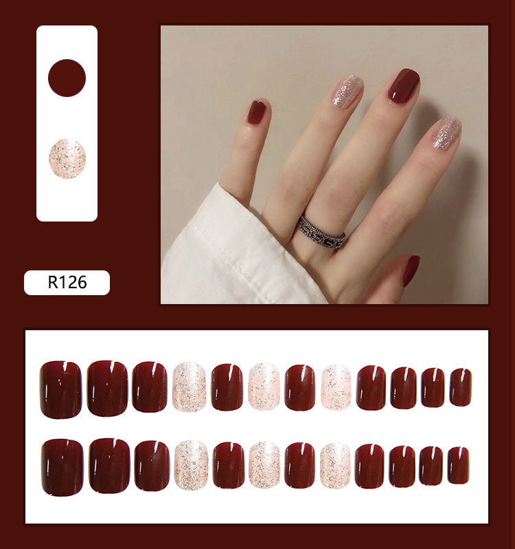 Pegatinas para decoración de uñas a presión, uñas postizas extraíbles 