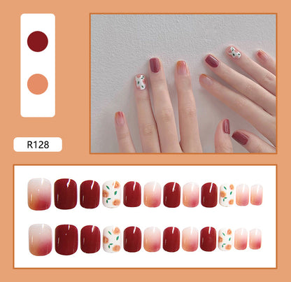 Pegatinas para decoración de uñas a presión, uñas postizas extraíbles 