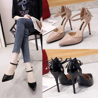 stiletto high heels women's bow