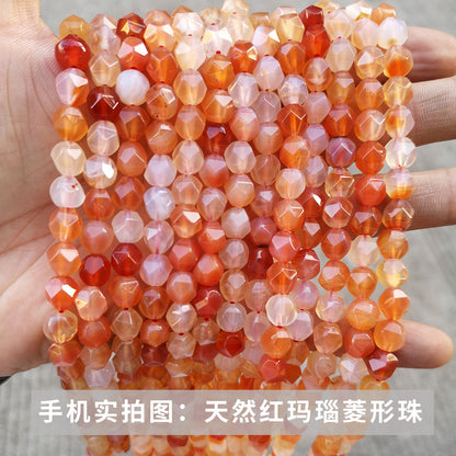 Agate diamond cut rhombus beads loose beads
