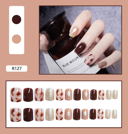 Pegatinas para decoración de uñas a presión, uñas postizas extraíbles 