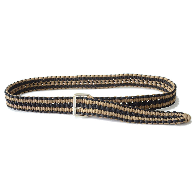 Striped nylon rope braided belt