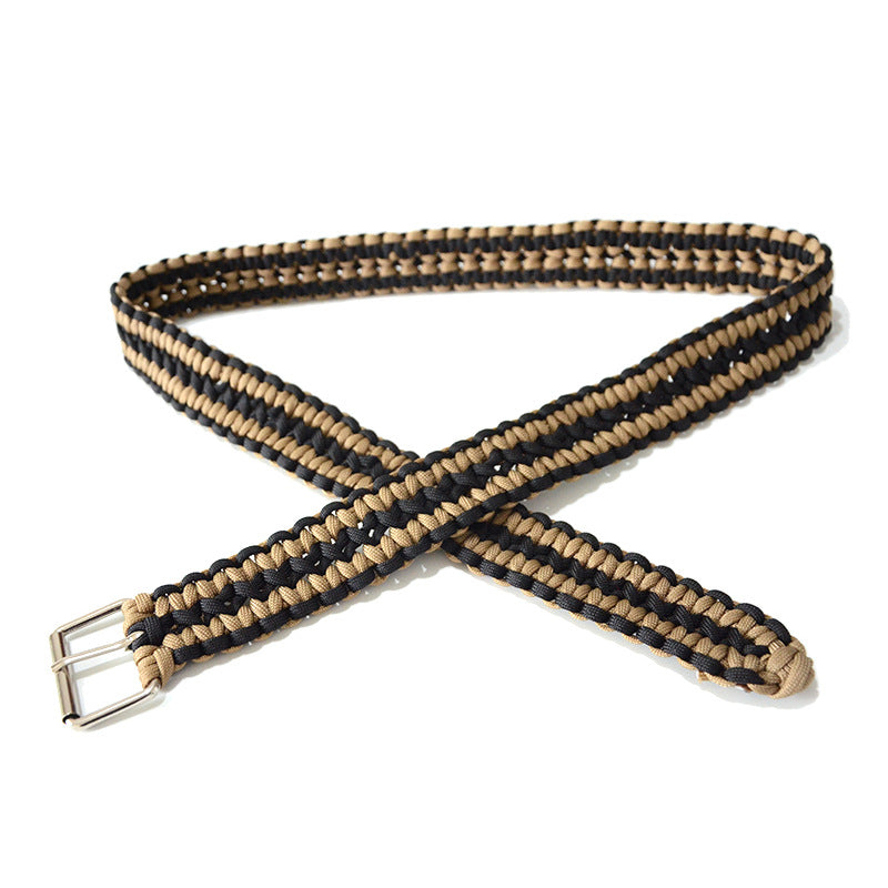 Striped nylon rope braided belt