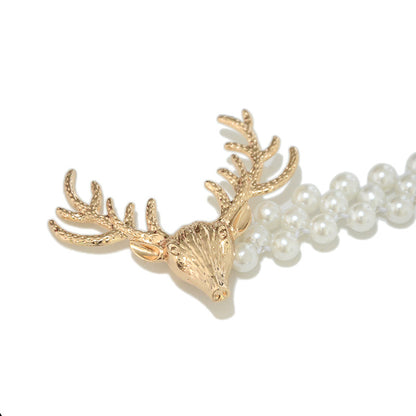 Deer Head Elastic Pearl Waist Chain