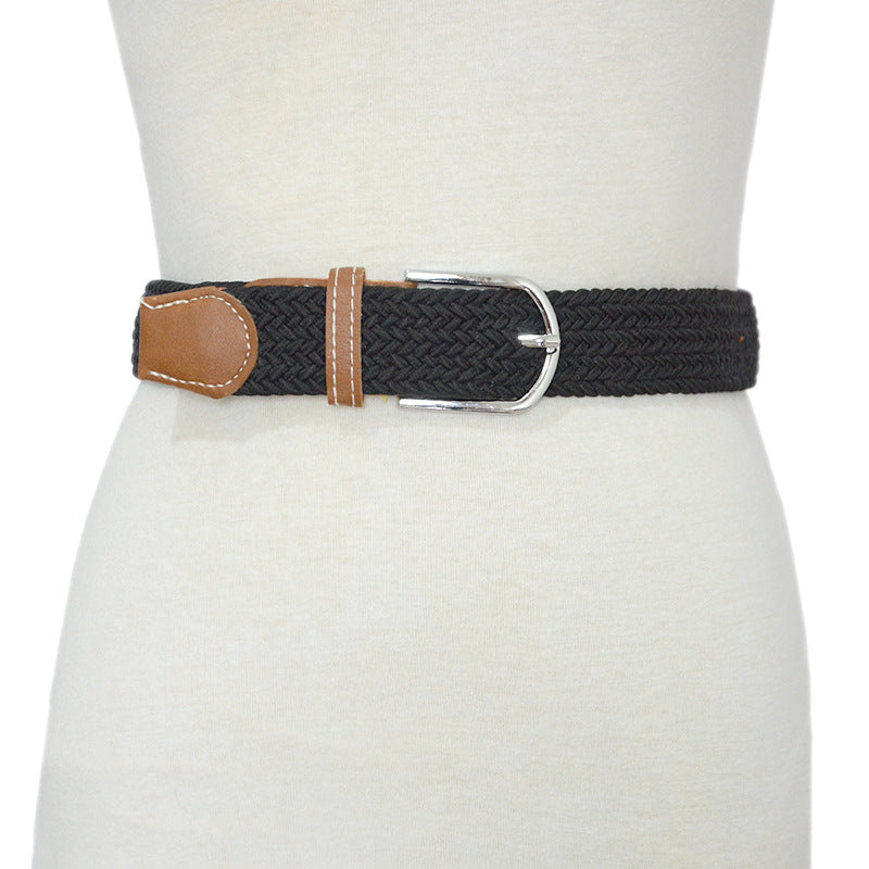 Elastic waist woven belt