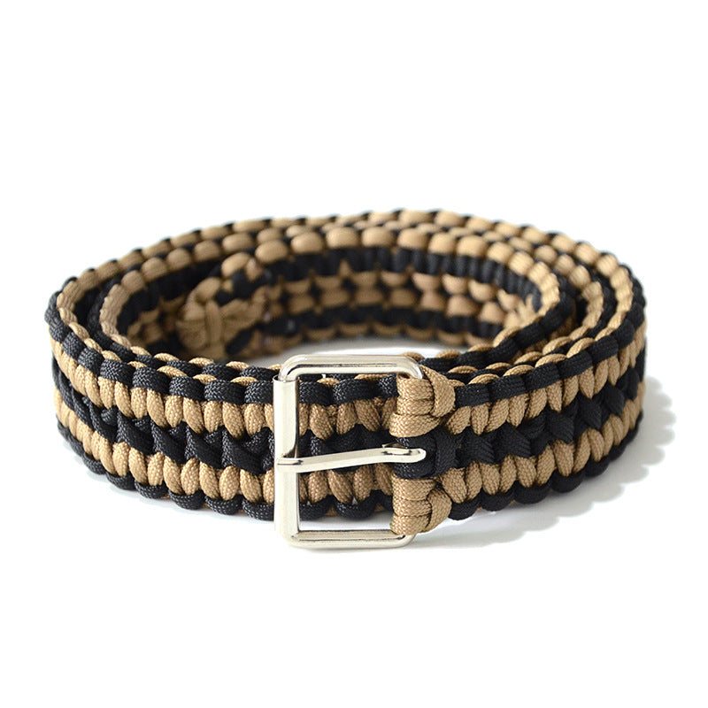 Striped nylon rope braided belt