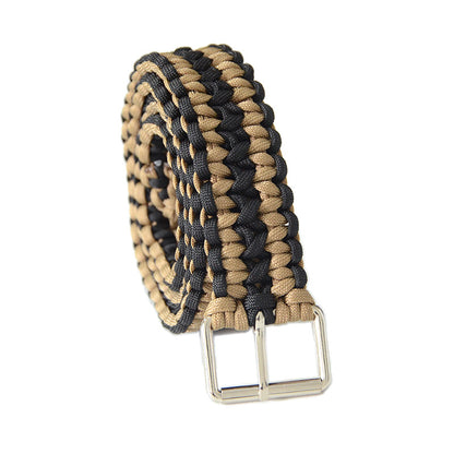 Striped nylon rope braided belt