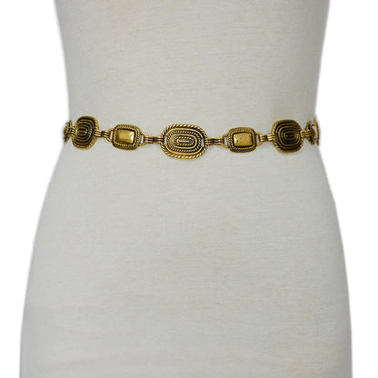Retro copper buckle metal chain waist chain