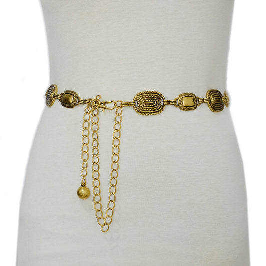 Retro copper buckle metal chain waist chain