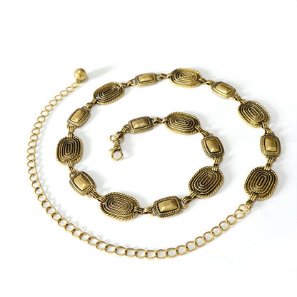 Retro copper buckle metal chain waist chain