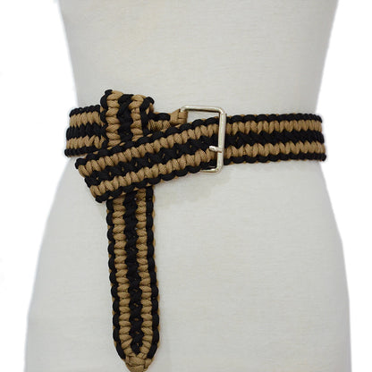 Striped nylon rope braided belt