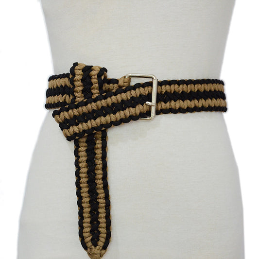 Striped nylon rope braided belt