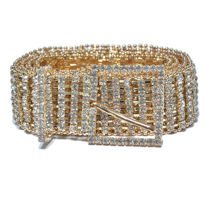 Eight rows of inlaid crystal diamond belt waist chain