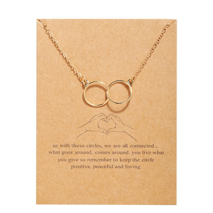 Collar de aleación con forma de mariposa y tarjeta de papel con letras antiguas 