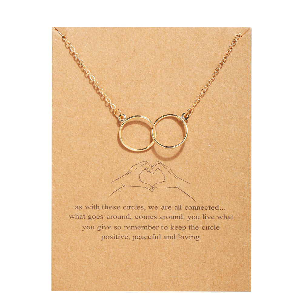 Collar de aleación con forma de mariposa y tarjeta de papel con letras antiguas 
