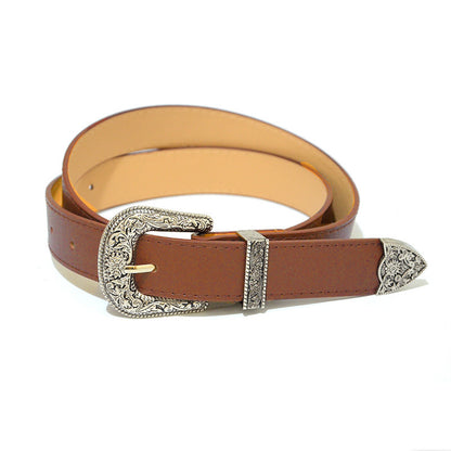 D-shaped retro pin buckle belt