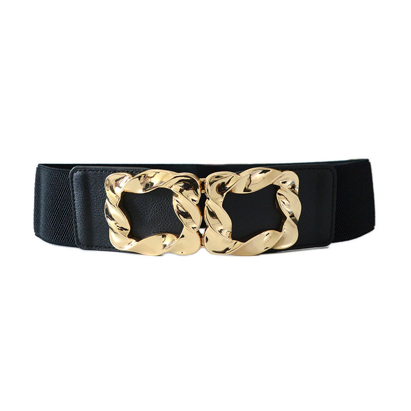 Corrugated square buckle decorative belt