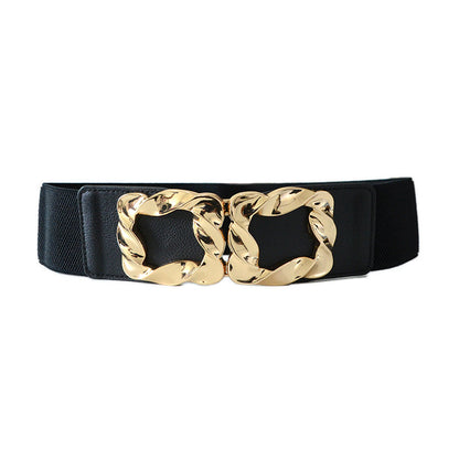 Corrugated square buckle decorative belt