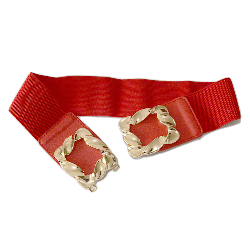 Corrugated square buckle decorative belt