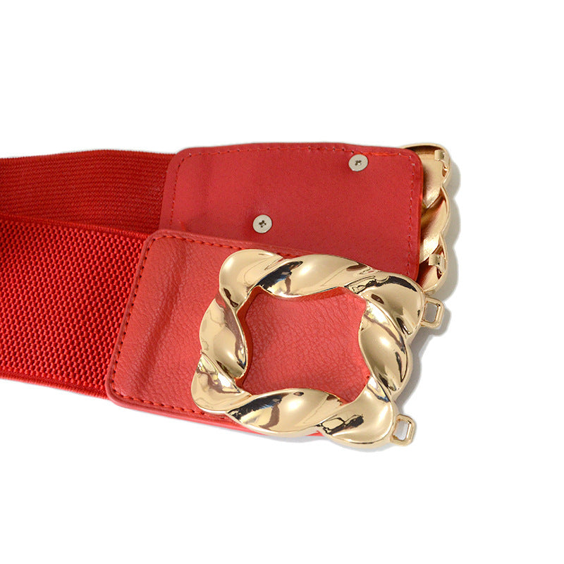 Corrugated square buckle decorative belt