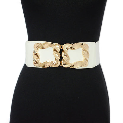 Corrugated square buckle decorative belt